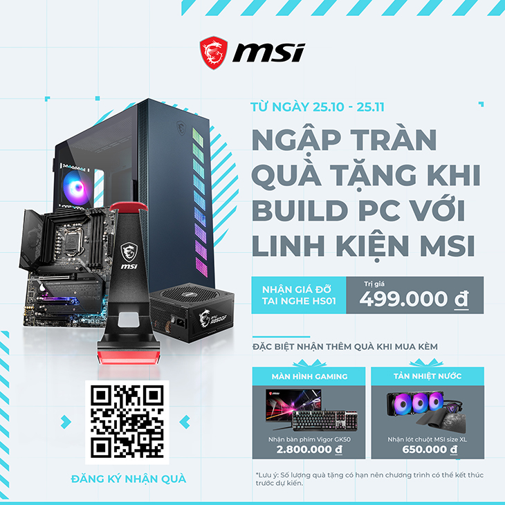 NGẬP TRÀN QUÀ TẶNG KHI BUILD PC VỚI LINH KIỆN MSI